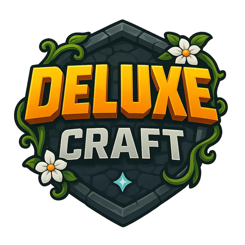 โลโก้ DeluxeCraft บนพื้นหิน.png
